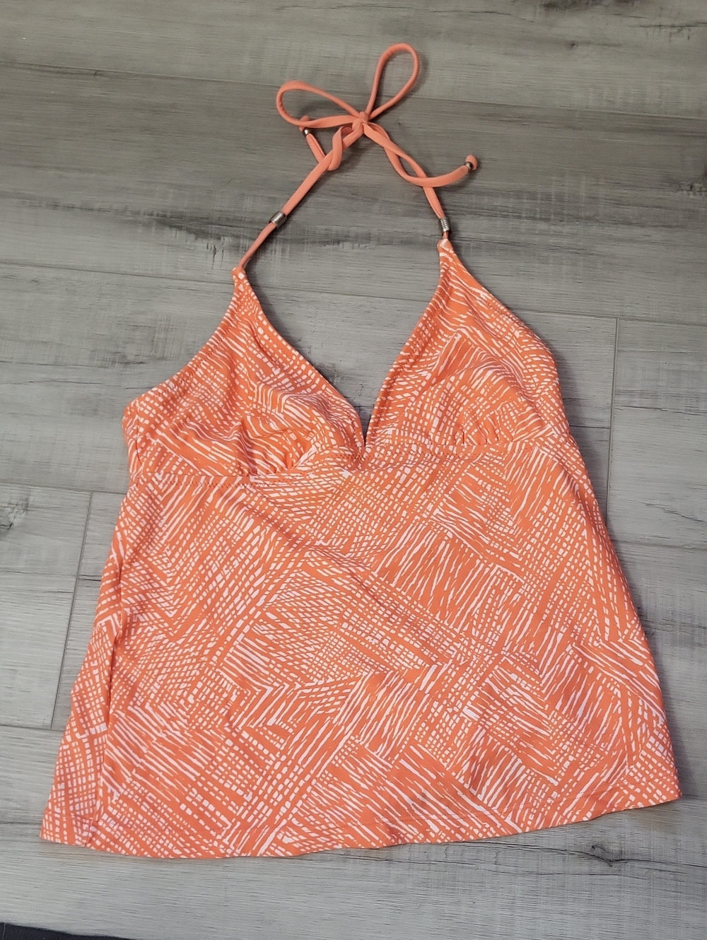 Converse Coral & White Printed Halter Tankini Top